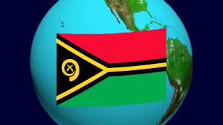 Vanuatu flag on the Earth