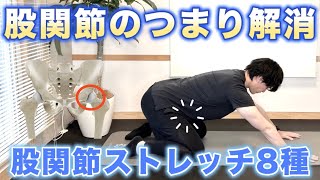 【股関節】股関節のつまり＆痛みを解消するストレッチ8種【腰痛や膝痛、脚痩せにも効く】