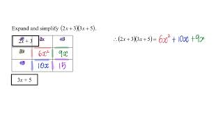 Expand and Simplify (2x + 3)(3x + 5)