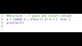 Python Interview Que 9 : To find factorial of given number using lambda function
