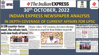 30th, October 2022 | Indian Express newspaper Analysis I इंडियन एक्सप्रेस I Today's Indian Express 📰