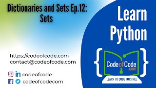 Learn Python | Chapter 06: Dictionaries and Sets Ep.12: Sets | CodeOfCode