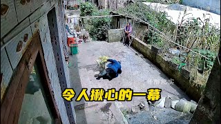 监控下的一幕，让人揪心！#社会百态 #留守老人 #关爱老人