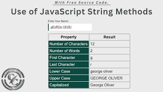 Use of JavaScript String Methods | HTML CSS & JavaScript Project