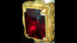 古董红色宝石黄金婚戒, Antique red gemstone marriage ring