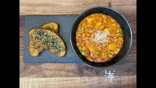 خوراک لوبیا با تست شوید به همراه نواب - beans and dill toast by navab