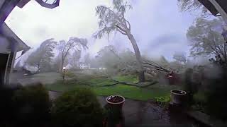 Doorbell video shows storm knocking down trees in tornado struck Portage, Michigan