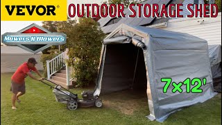 VEVOR Portable Shed Outdoor Storage Shelter 7 x 12 x 7.36 ft Heavy Duty All-Season Tent Tarp Sheds