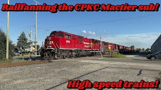 [4K] (insane \u0026 fast trains!) Railfanning the CPKC Mactier sub in Alliston ON (8/31/2024)