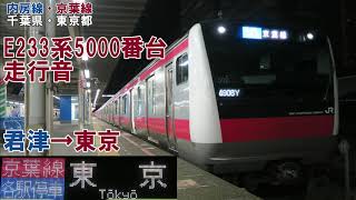 【全区間】E233系5000番台　走行音　君津→東京