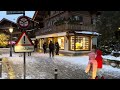 gstaad snowfall christmas lights walk 2024 december ❄️ 🎄 🌨 4k winter switzerland snow walking tour🇨🇭