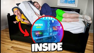 Secret Hidden Gaming Room INSIDE A Bed