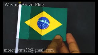 Make Brazil flag card fluttering waving proportional National Anthem Bandeira Brasil ondas Hino