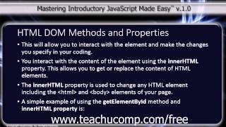 JavaScript Training Tutorial HTML DOM Methods and Properties