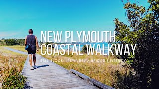 New Plymouth Coastal Walkway : from Bell Block, Te Rewa rewa bridge, Fitzroy and the wind wand