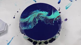 (481) Indigo and Turquoise Dutch Pour! Fluid Acrylic Pouring Technique