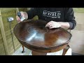 amazing woodgrain revealed when restoring two small tables