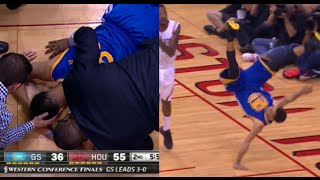 Stephen Curry's scary fall - head injury vs Rockets (Game 4)