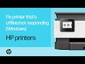 How to fix an HP printer that is offline or not responding from a Windows computer | HP Printers