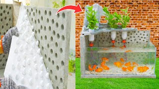 DIY Waterfall Aquarium Only from Foam and Cement | Garden Decoration