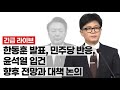 [긴급라이브] 한동훈 발표, 민주당 반응, 윤석열 입건 향후 전망과 대책 논의