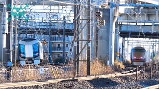 【JR東日本 貨物 東武鉄道 】JR乗入れスペーシアと東武鉄道本線リバティとの並走 JR貨物  EF500−2 EF210−136 東武特急100系 500系【鉄道 電車 貨物列車 図鑑】2025.1