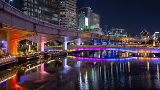 [4K] 阪神高速橋脚 大阪･関西万博開催500日前 特別ライトアップ EXPO 2025 Special Illumination of Hanshin Expressway Osaka Japan