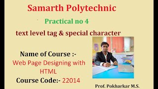 Practical No 4 | WPD | 22014 | Text Level Tags | Special Characters in HTML