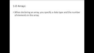Excel VBA Topic 9.1 - 1D Arrays (vectors)