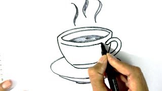 How to draw Tea Cup & Saucer- in easy steps for beginners