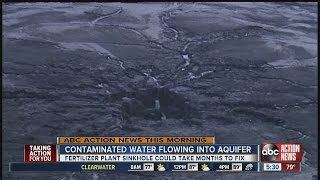 Contaminated water flowing into aquifer