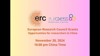 ERC Grants Workshop for China-based Researchers, November 2024