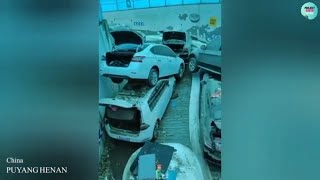 Massive Flood destroys cars in Puyang, Henan, Chian  15 June 2021.