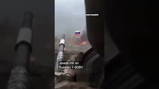 🇺🇦Javelin hit on 🇷🇺 T-80BV tank. Russian occupier filmed the destruction of his accomplices #shorts