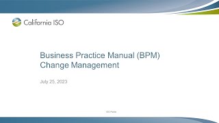 Jul 25, 2023 - Business Practice Manual Change Management