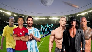 Messi, Ronaldo, Ronaldinho 🆚 John Cena, The Undertaker, The Rock😱😈