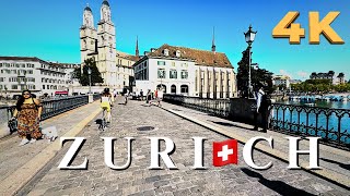 Switzerland Zurich 🇨🇭 Luxury Shopping street - Bahnhofstrasse walking tour -- City Centre 4K 60fps