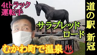 【4トラ運転手  苫小牧港⚓到着！道の駅で温泉♨️】 道の駅｢むかわ四季の館｣しょっぱい食塩泉🍀😌 #トラック運転手#長距離トラック#太平洋フェリー#国道235号線#むかわ町#新冠町#道の駅#食塩泉