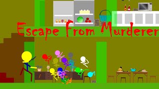 Escape From Murderer - Color Stickman Survival Race In Algodoo