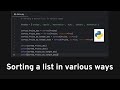 Sorting a python list in various ways