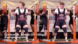 Cameron St. Amand 280kg and 284kg squats 2016 CPU Nationals