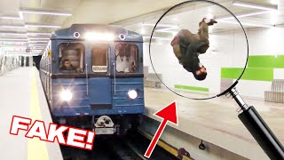 Exposing FAKE flip in front of a subway train
