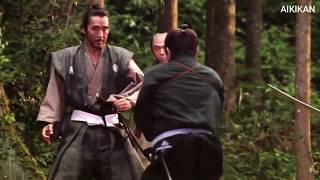 Samurai fight, multiple attackers. Kenjutsu. "After the Rain" - forest fight scene.