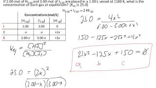 Quadratic Equation  ICE Table Equilibrium Calculations