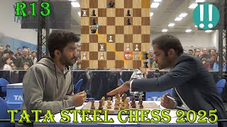 PETROV GAME!! Gukesh (2777) vs Arjun Erigaisi (2801) || Tata Steel Chess 2025 - R13