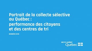 Portrait de la collecte sélective au Québec : performance des citoyens et des centres de tri.