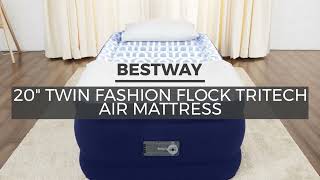 Bestway Fashion Flock 20 inch Twin Air Mattress with Built-in Pump, Antimicrobial Coating