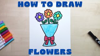 How to Draw a Simple Bouquet of Flowers for Mother's Day - Easy for Kids