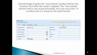 Microsoft CRM Dynamic - Phone Validation and Format Script
