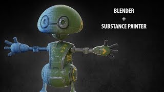 Blender2 79 Texturing a robot in Substance Painter render in Cycles